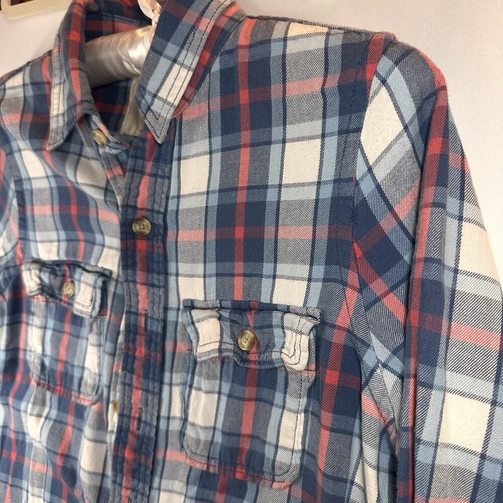 Abercrombie & Fitch Women’s Flannel Size Medium Plaid Blue Red Button Shirt
